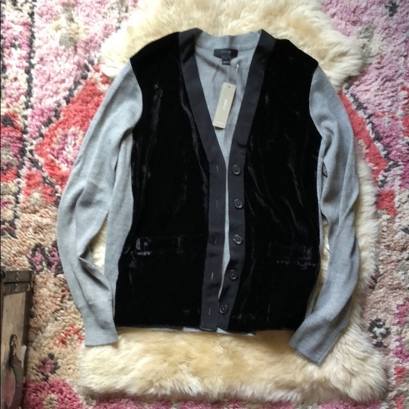 J Crew Harlow Cardigan Sweater Velvet Front - Picture 5 of 8